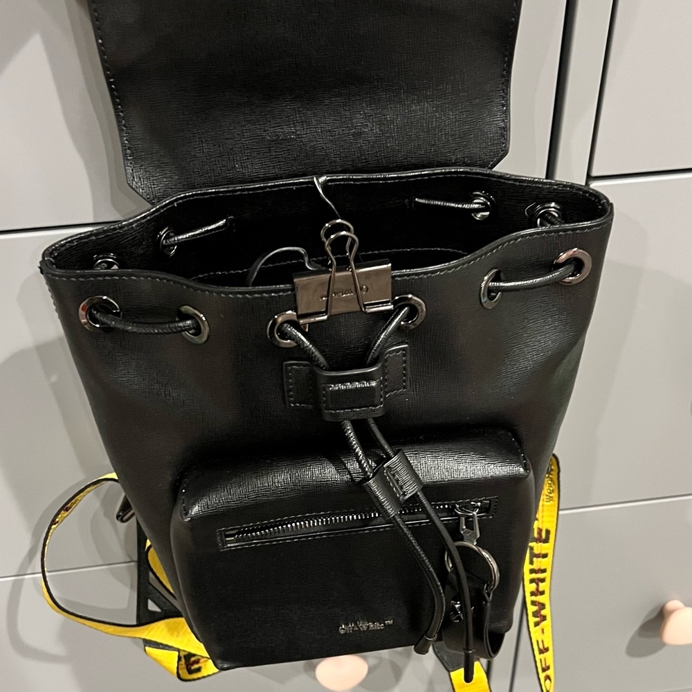 Off-White Black Leather Backpack - image 4